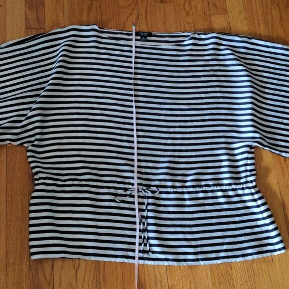 Like New Chaps Women's Blouse Striped Top With Cinch Waist - Picture 7 of 8